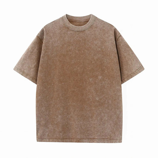Brown Heavy Loose Fit Washed T-Shirt Front