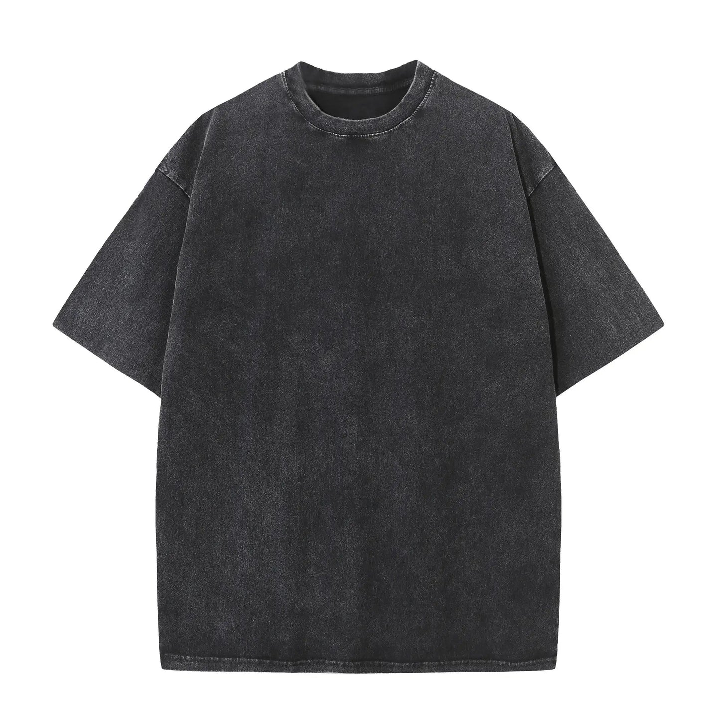 Black Heavy Loose Fit Washed T-Shirt Front