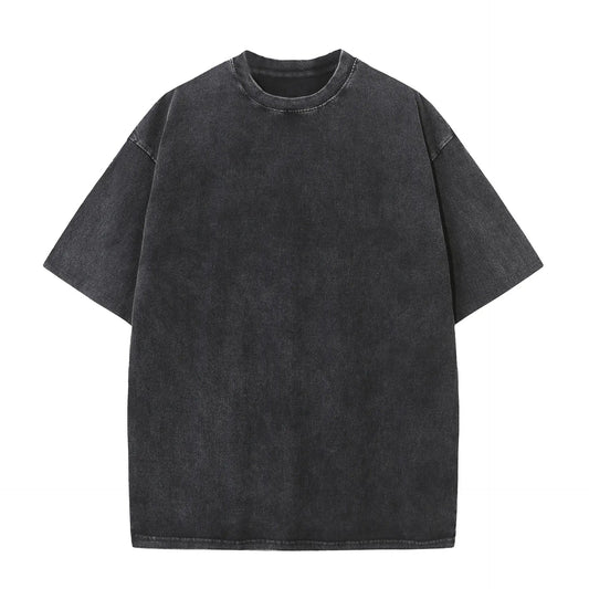 Black Heavy Loose Fit Washed T-Shirt Front