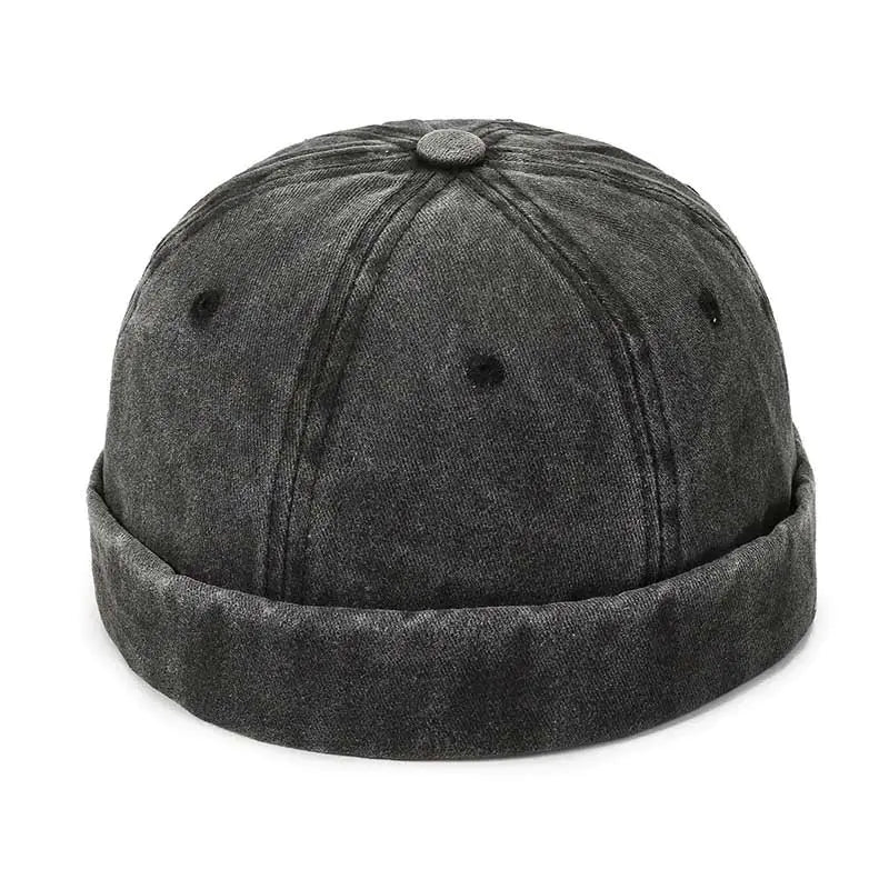 Black Washed Docker Hat Front