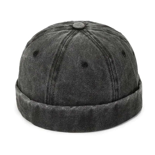 Black Washed Docker Hat Front