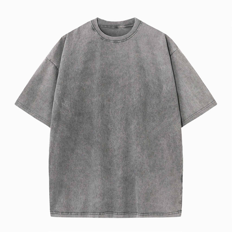Gray Heavy Loose Fit Washed T-Shirt Front
