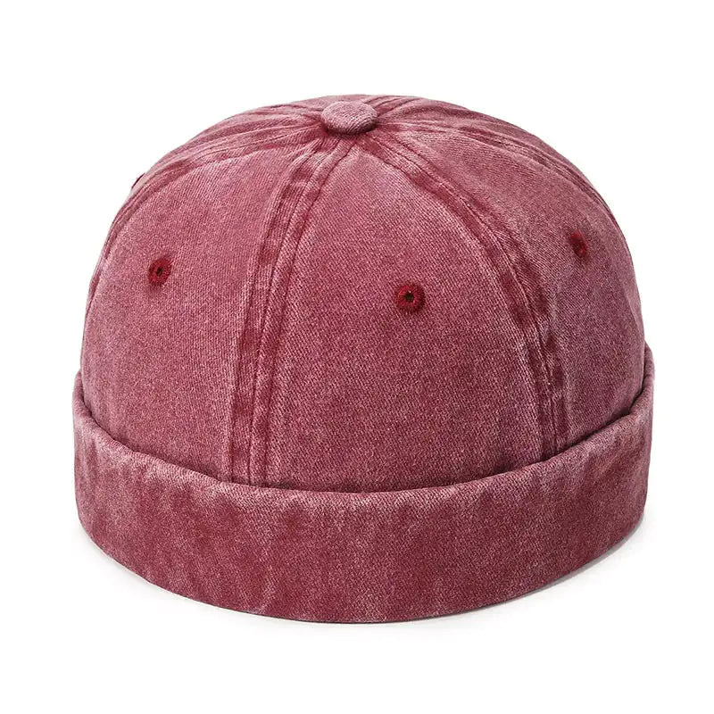 Red Washed Docker Hat Front