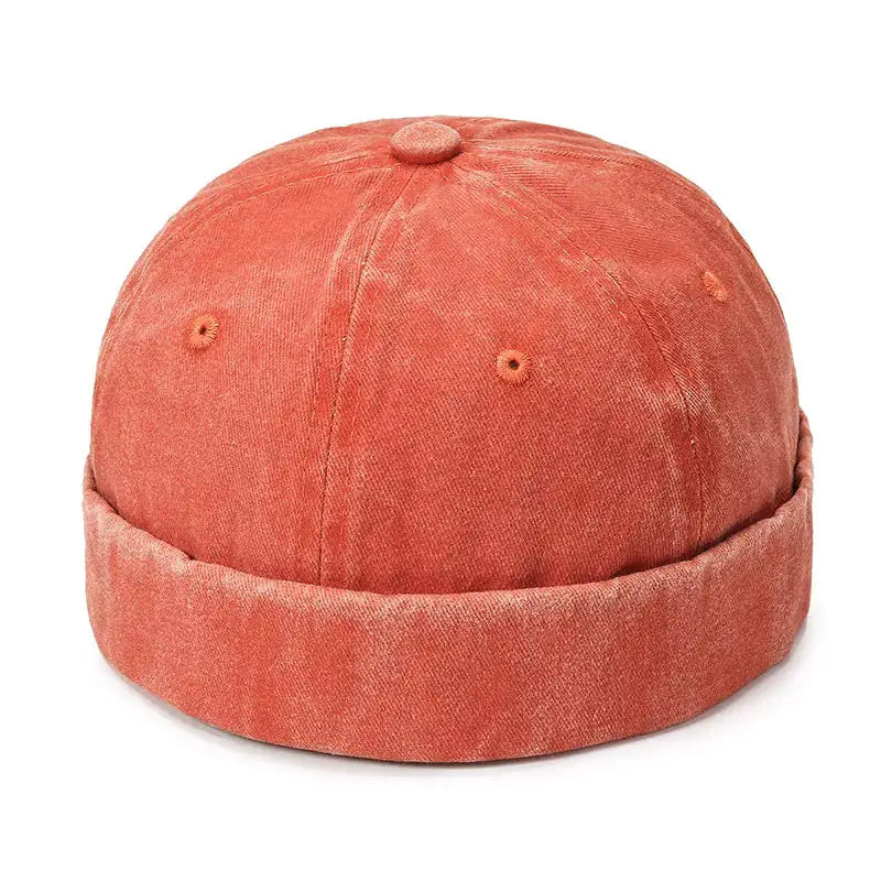 Orange  Washed Docker Hat Front