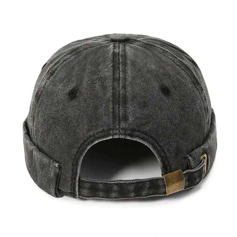 Black Washed Docker Hat Back
