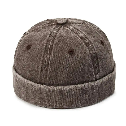 Brown Washed Docker Hat Front