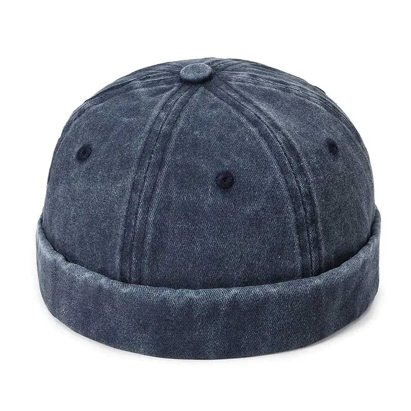 Navy Washed Docker Hat Front