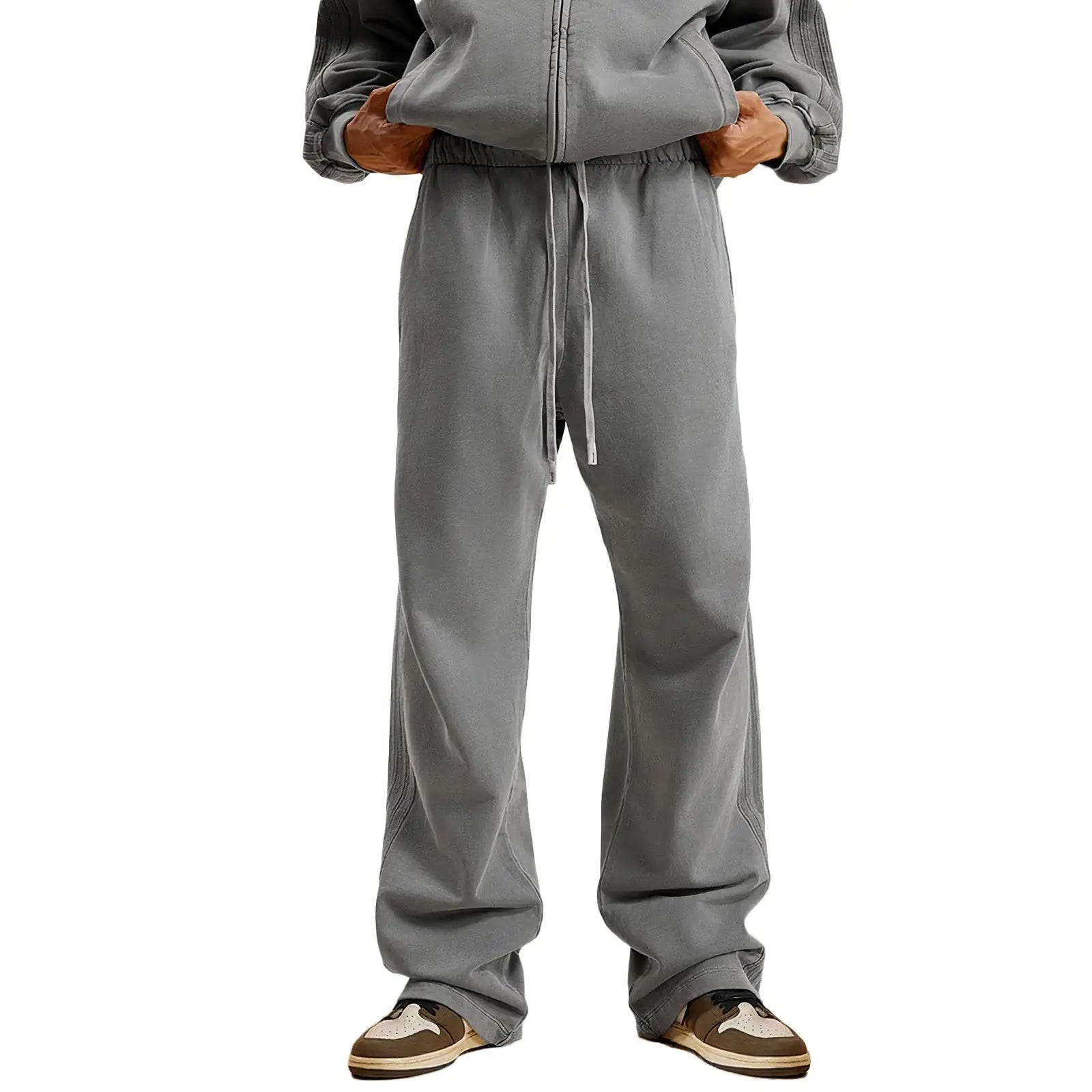 Gray Loose Fit Washed Sweatpants Front