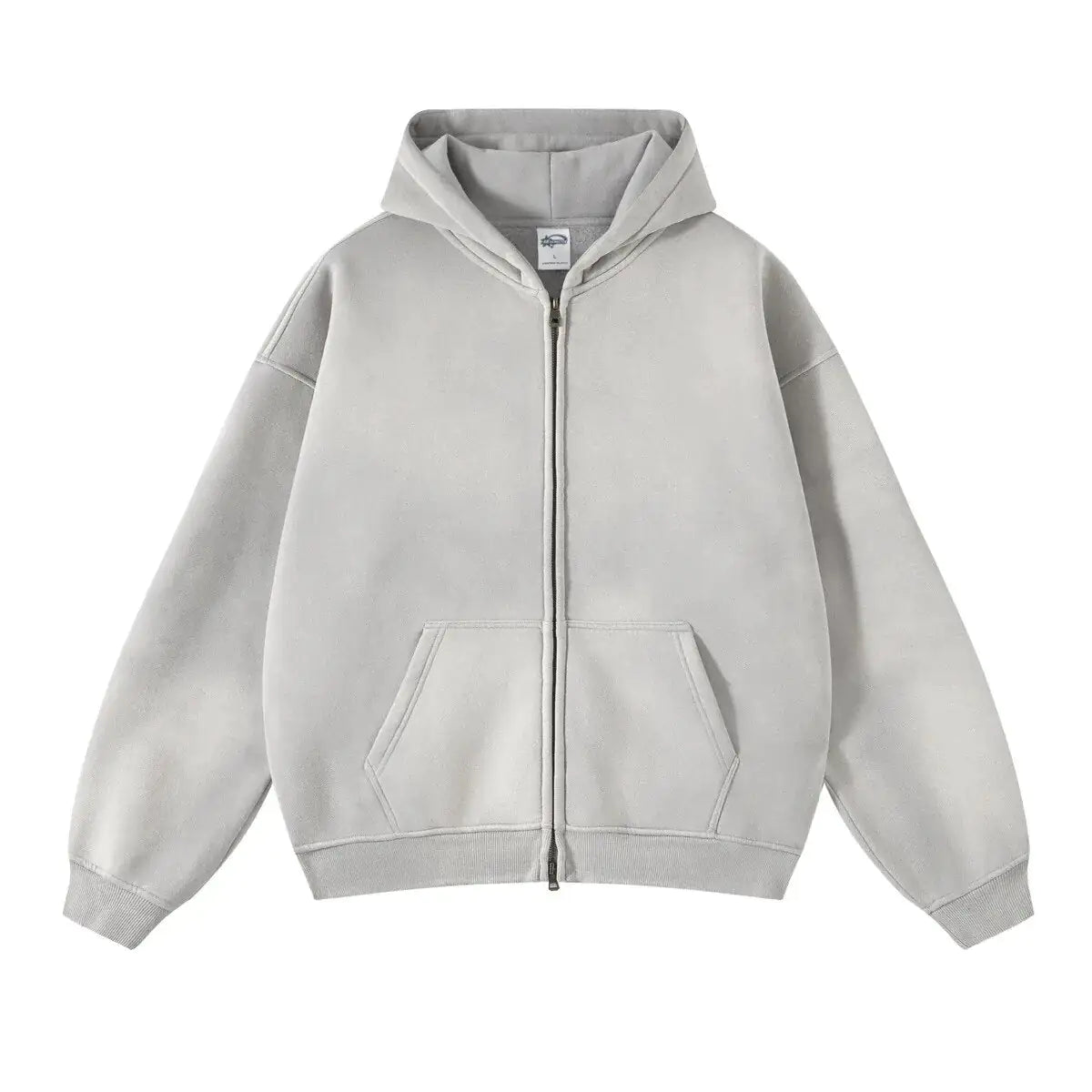 Chalk Loose Fit Washed Zip Up Hoodie